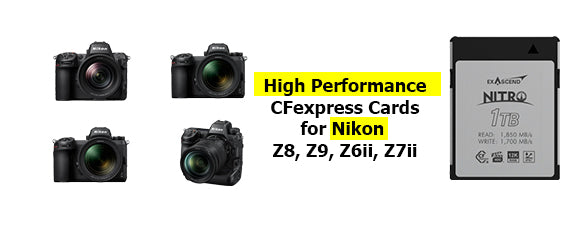 High Performance CFexpress Cards for Nikon Cameras including Z8, Z9, Z6ii, Z7ii in Dubai 