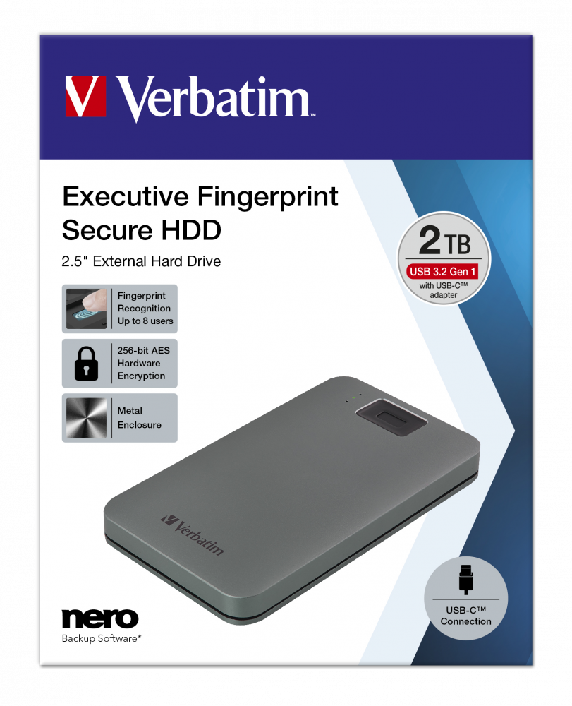 Verbatim Executive Fingerprint Secure Hard drive 2TB